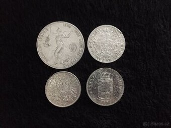 4 kusy stříbrných mincí z dob Rakouska Uherska