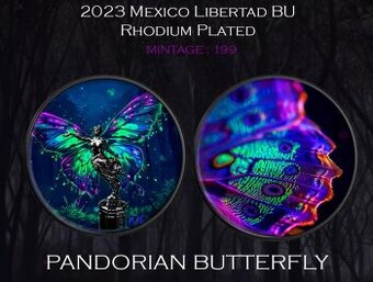 PANDORIAN BUTTERFLY Neon Libertad 1 Oz Silver Coin Mexico