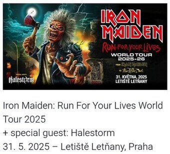 IRON MAIDEN Praha 31.5.2025. (STÁNÍ) - prodám 2 lístky .