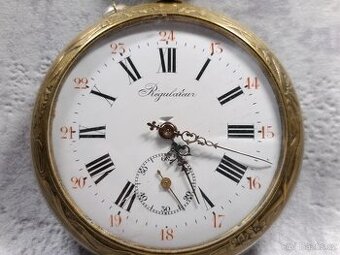 Velké starožitné dvouplášťové kapesní hodinky typu Régulate
