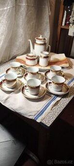 Retro kávová souprava THUN  (1968) – bordó/zlato – komplet