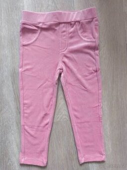 Velurové růžové kalhoty - legíny, velikost 98, 2-3 roky