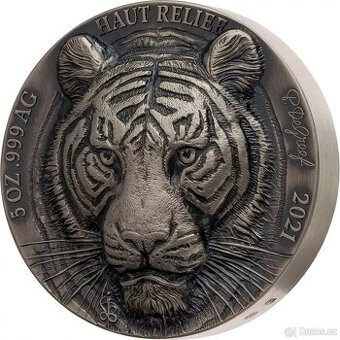 Stříbrná mince 5 Oz Tygr - Big Five Asia High Relief 2021