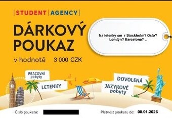 Student Agency 3000kč poukázka