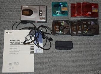 MD minidisc SONY MZ-R35, DO, sluch,,manual, adapter AA bater