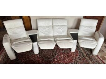 Kožená relaxační sedací souprava 2+1+1, 3193