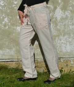 Letní světle lososové kalhoty značky HaM vel. 44 - 1