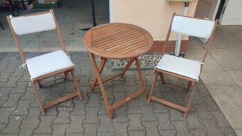 Balkonovy dreveny set stolek a 2 zidle