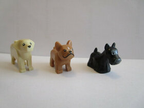 Lego figurky pes labrador,buldoček, teriér, Husky, vodítko