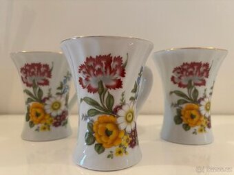 Porcelánové hrníčky Paolo Roncci – květinový vzor, Itálie