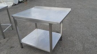 Nerezový stůl 105x80x90 cm s lemem a sp. polici