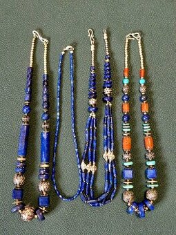 Ag 925 Náhrdelníky - Korále lapisu lazuli + stříbro