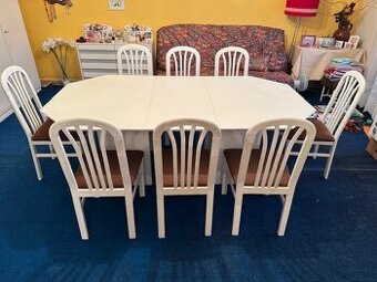 Jídelní rozkládací stůl + 8 židlí