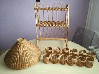 Proutěná sada - stojan, stínidlo, držáky na sklo