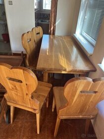 dubový stůl a 4 židle masiv - 1
