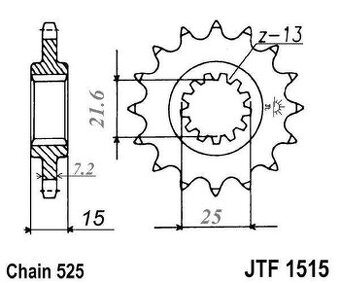 Řetězové kolečko JTF 1515-15 zubů.