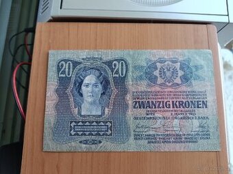 Prodám bankovku 20 Kronen, Rakousko - Uhersko, 1913