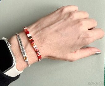Orig. červený náramek Miyuki Tita, Jablonec, nový, sleva.