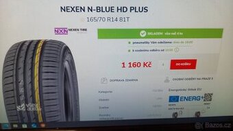 Nexen 165 70 R14 81T úplně nové nikdy nenasazené