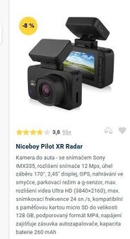 Prodám novou palubní kameru PILOT XR