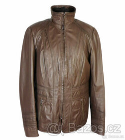 Kožená měkká dámská zateplená hnědá bunda MARBET v.XL