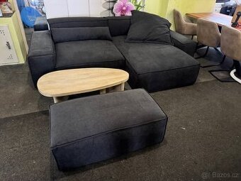 NOVÁ černá Sedací souprava Sirpio 270cm s taburetem