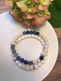 Náramky z minerálních korálků - avanturín, bílá láva, zéva