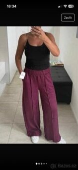 Široké máslové kalhoty s puky M/L bordó vínové