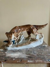 Porcelánová soška Royal Dux - Lovecký pes