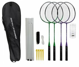 Badmintonový set 4x raketa síť 3x míček pouzdro - nové - 1