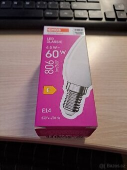 Žárovka LED typ svíčka 6.5W (ekvivalent 60W)