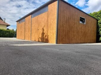 MONTOVANÁ HALA 10×6 m | Zlatý dub + Grafit RAL7016