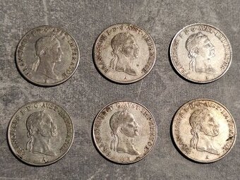 Stříbrné 20 krejcary 6 ks - 1