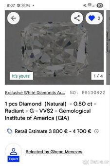 Diamant 0.80 CT s GIA certifikat