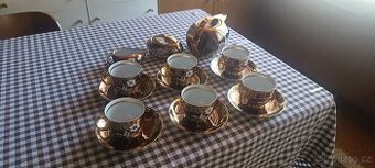 kávová/čajová souprava pro 6 osob zlatý dekor