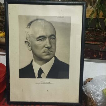 Prodám obraz státníka E. Beneše. Rozměr: 47x63 cm. Cena 2000