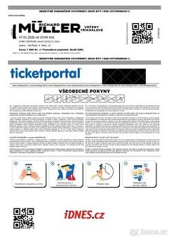 Prodám vstupenky na Richarda Mullera