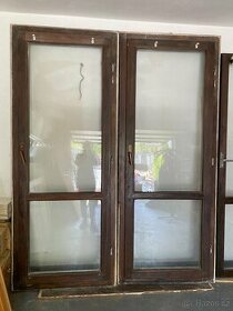 dveře dřevěné s rámem 2x  sklo diterm a jedny bez rámu