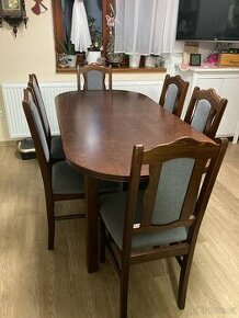 Rozkládací jídelní stůl a 6 židlí