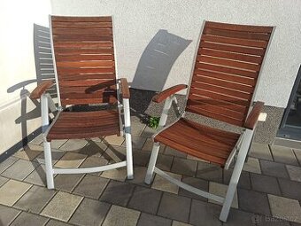 Prodám polohovatelná zahradní křesla hliník/teak