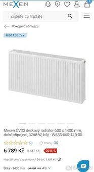Mexen CV33deskový radiátor600 x 1400 mm NOVÝ