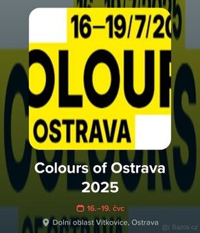 2x Vstupenka na Colours of Ostrava na celý festival