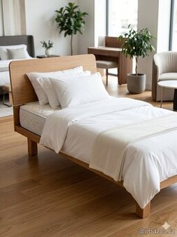 Postel s matrací 90x200 cm – masivní dřevo – pevná konstrukc