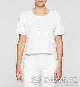 Calvin Klein Jeans bílý crop top s potiskem, vel. XS - 1