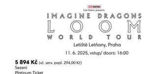3 lístky na sezení Imagine Dragons Praha 11.06.2025