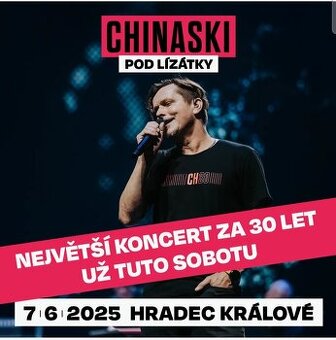 Chinaski Hradec Králové 7.6. - 2 ks vstupenky