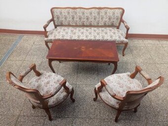 Sedací souprava, sofa, 2 křesla, stolek, baroko