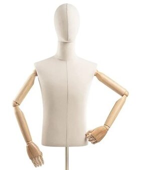 Figurína / display manekýn s dřevěnými rukami a nastav výška