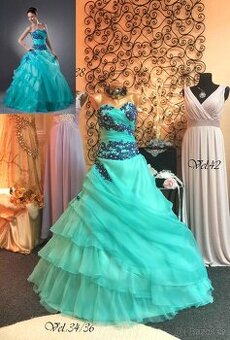 TYRKYSOVÉ PLESOVÉ ŠATY vel.34