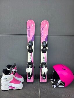 Dětské lyže ATOMIC, 70 cm + lyžáky + přilba